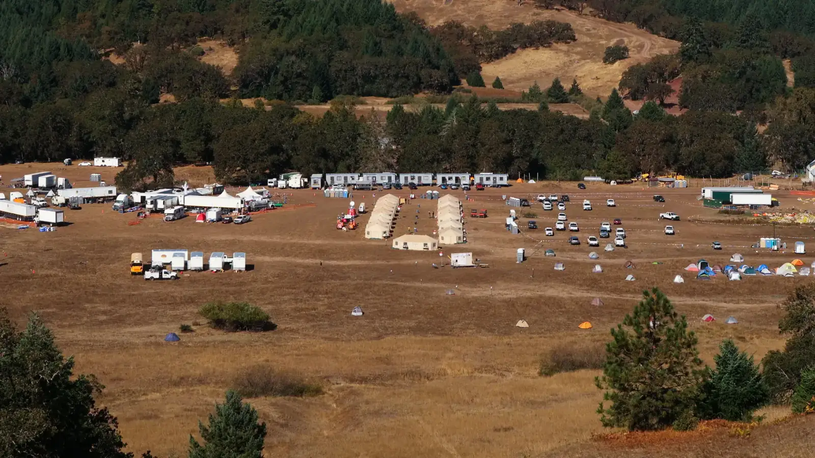An Evergreen Resource base camp seen from above